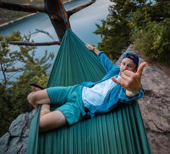 man on hammock photo