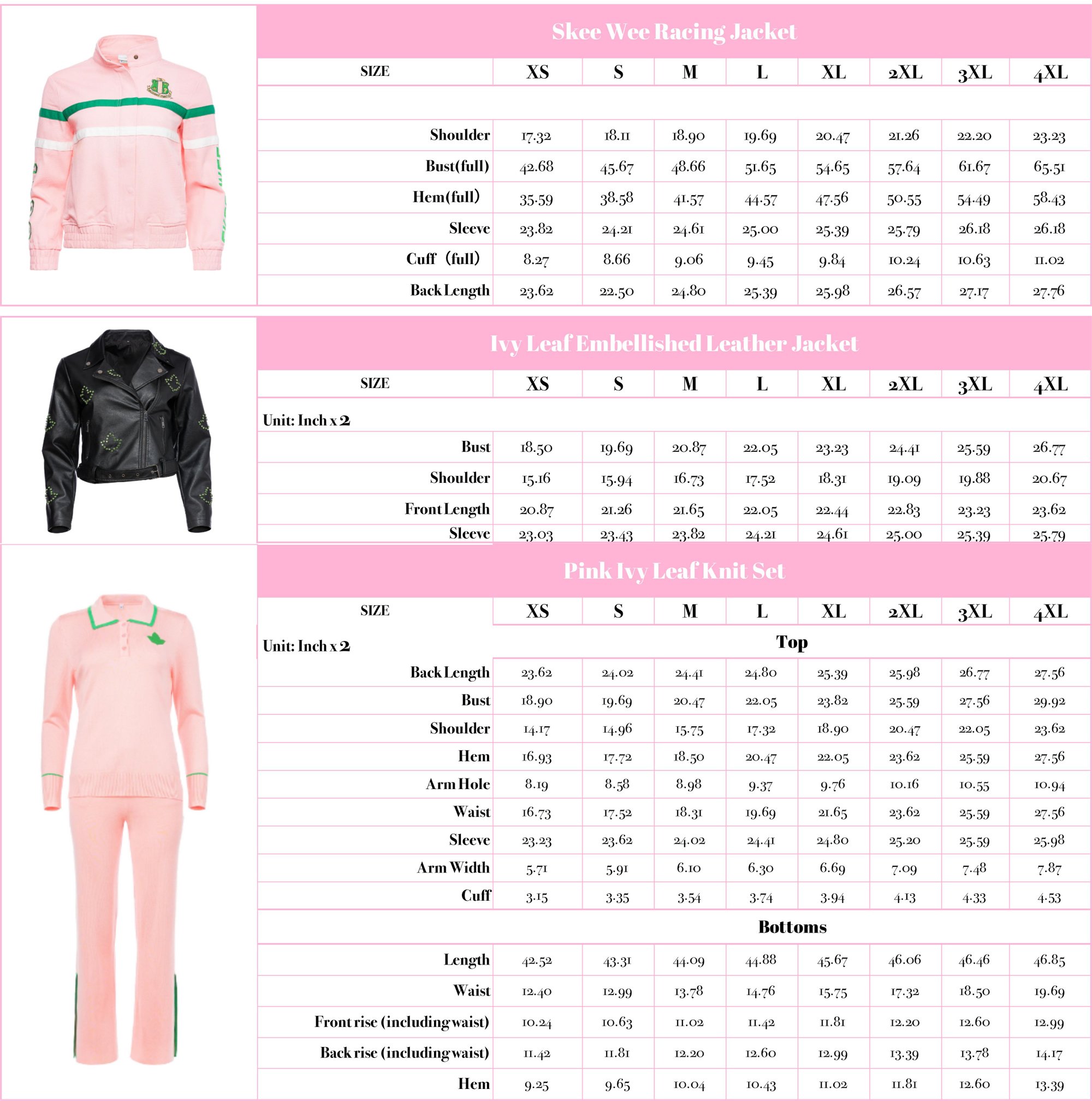Ivy Storehouse 2025FallWinterSizeCharts